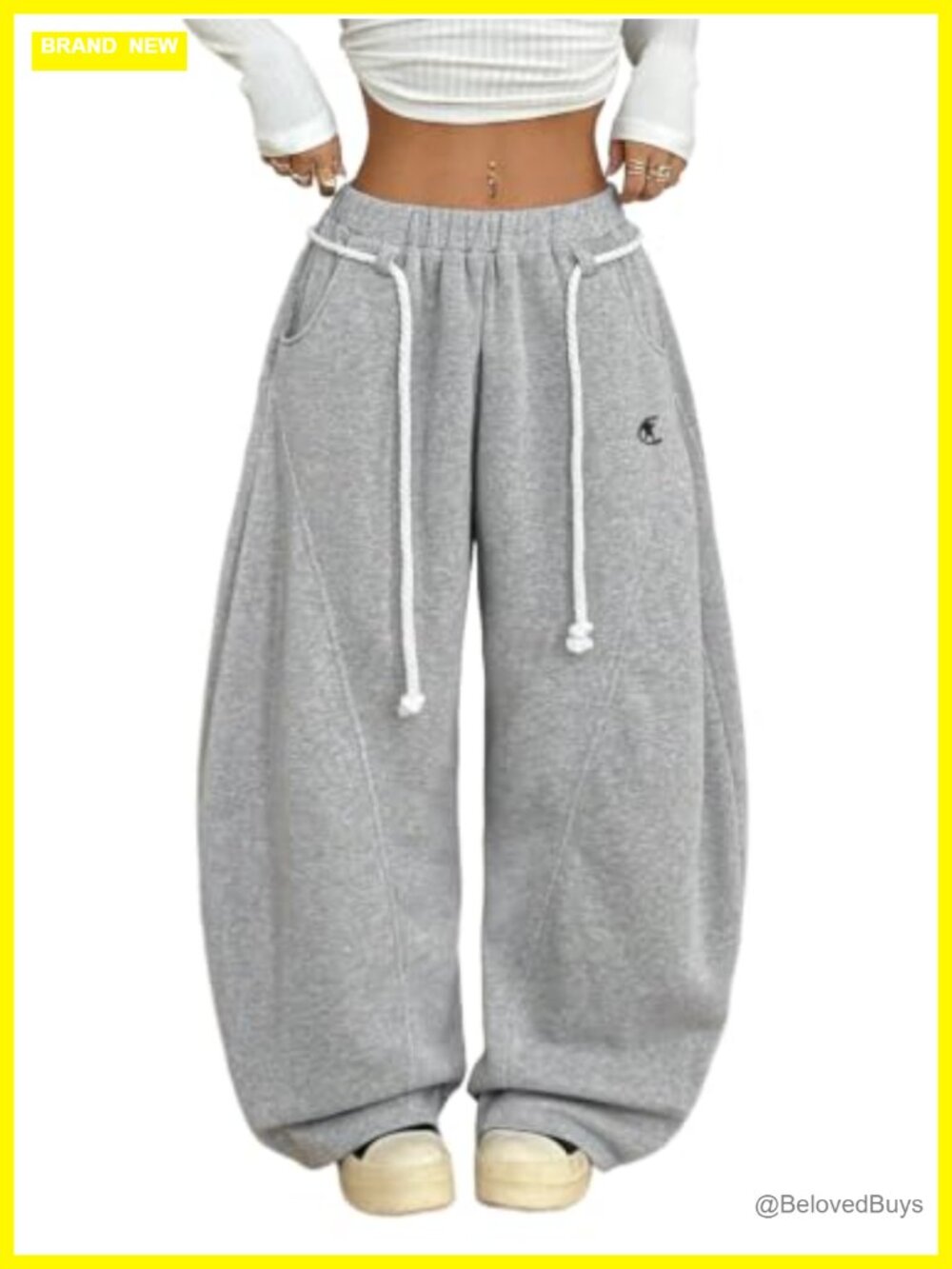 Women's Baggy Barrel Sweatpants Wide Leg Loose Fit with Pockets